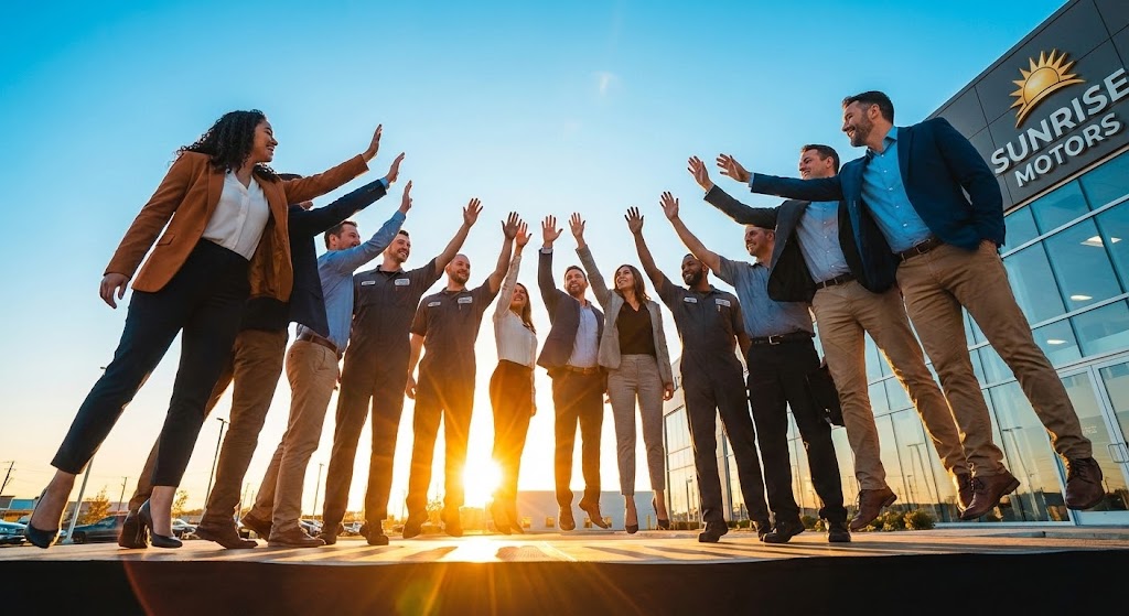 (Aspirational Stock): Team Celebration + Unifying Dealership Staff