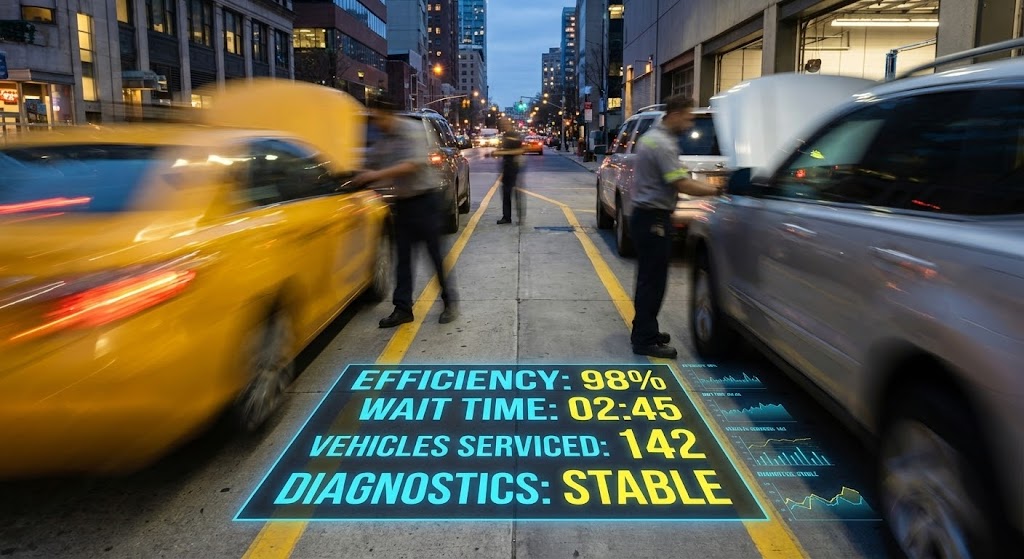 (Hyper-lapse Overlay): Blurred Motion + Stabilizing Service Data