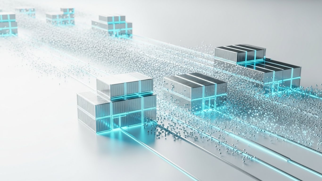 Abstract 3D AI Visualization: Cloud Commerce Infrastructure