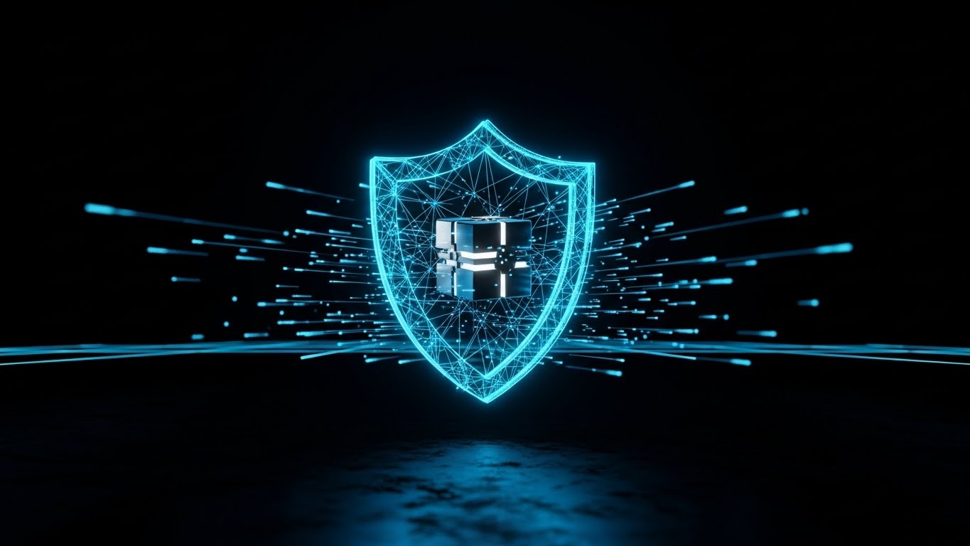 Futuristic Neon/Dark Mode: Cybersecurity Shield