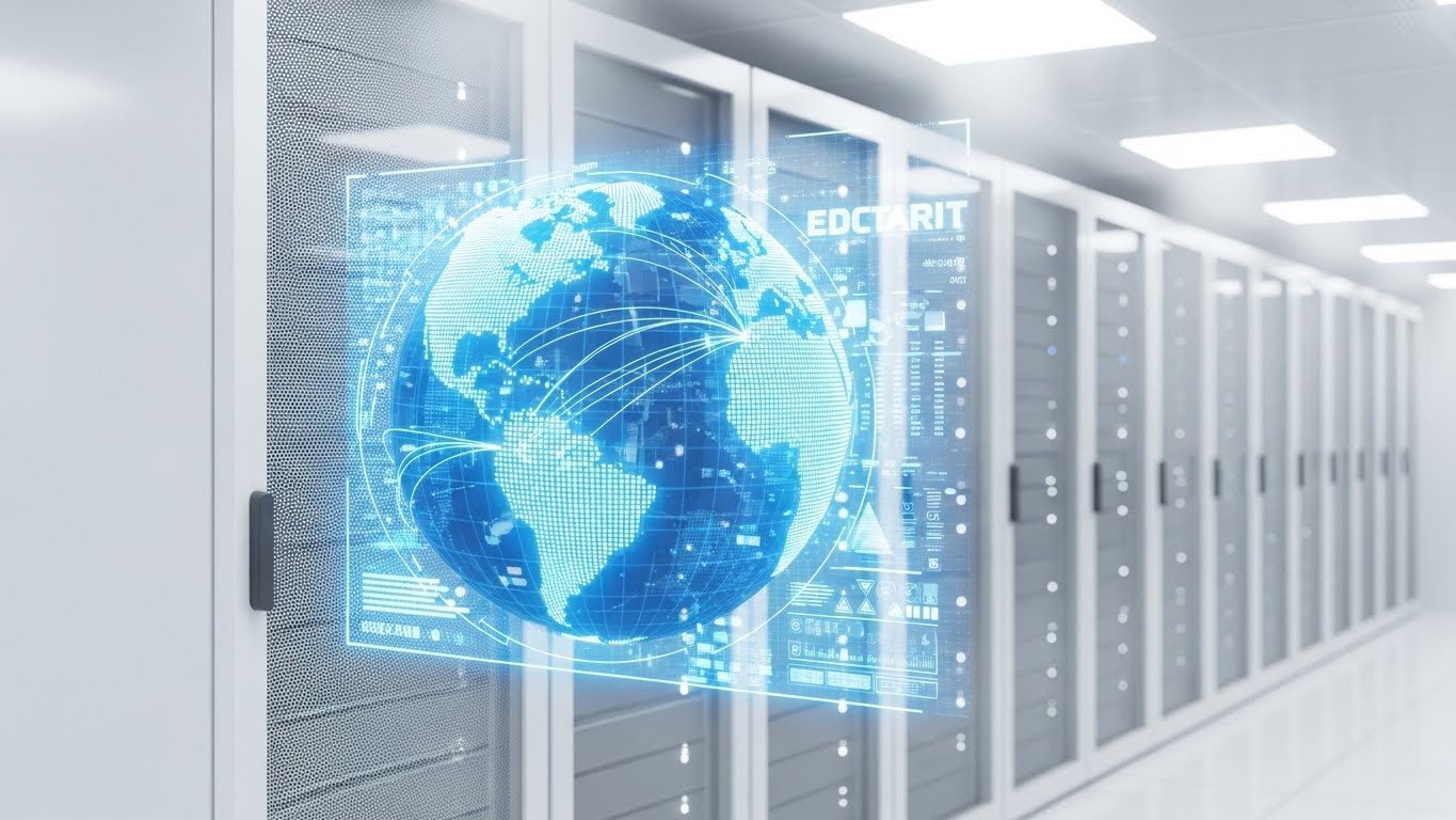 Holographic UI over 3D Render: Global Infrastructure