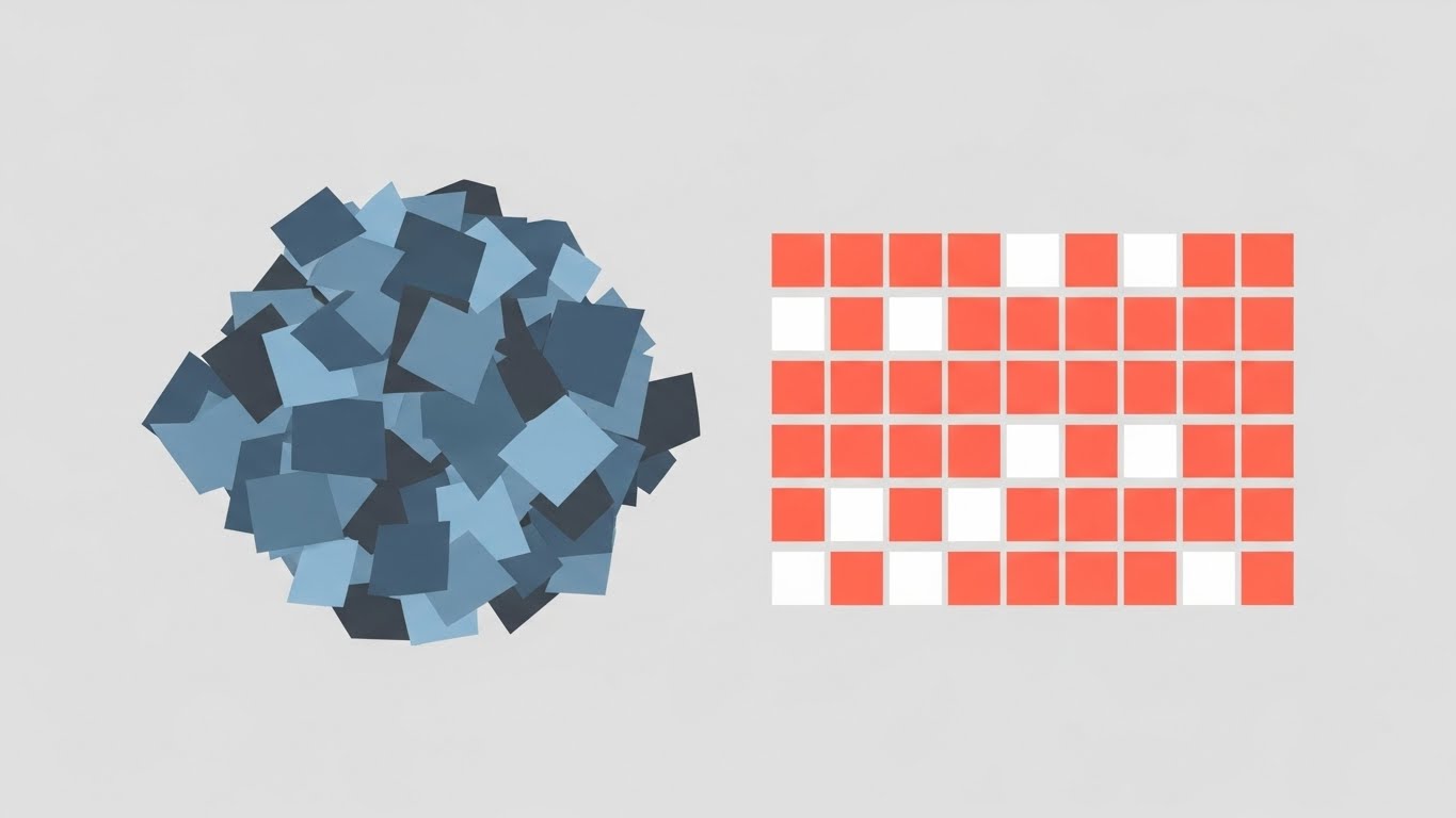 (Minimalist Flat 2D): Chaos to Order (Instant Ledger Clarity)