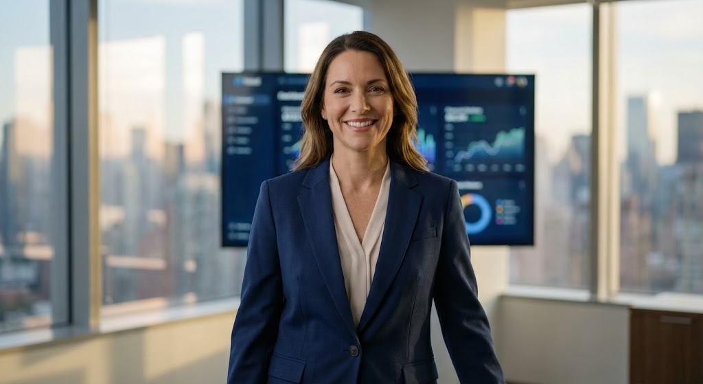 (Photorealistic AI Portrait): The Confident Leader (Executive Authority)