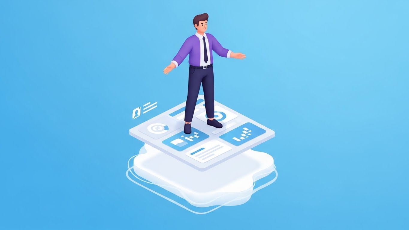 (2D Animation & UI Composition): Floating Governance Platform – Visualizing Cloud Stability