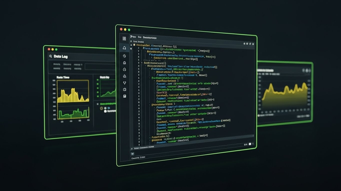 (Dark Mode UI Showcase): Neon Syntax — Code-Level Control