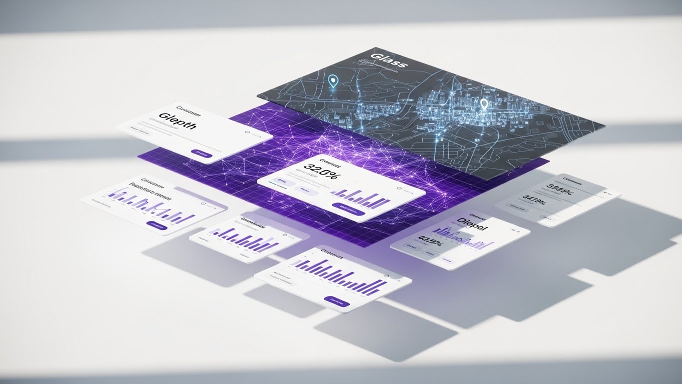(3D Parallax UI Presentation): Layered Insight — Multi-Dimensional Analytics