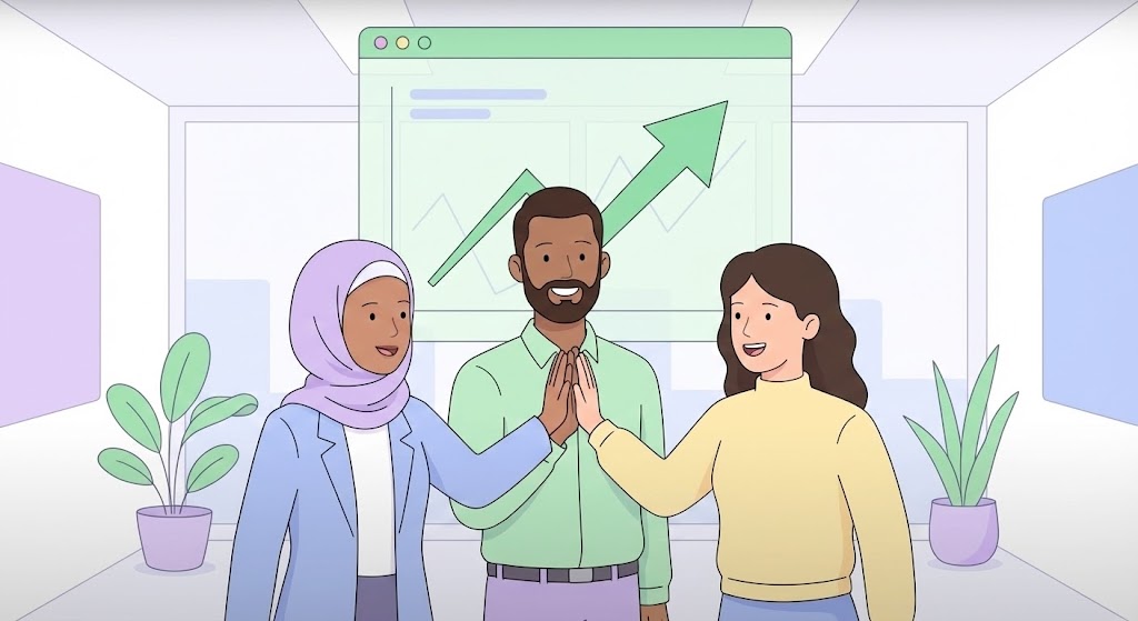 (2D Animation & UI Composition): Team Harmony — Shared Success Metrics