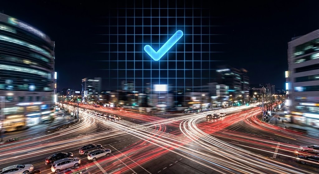 (Hyper-lapse Stock Footage): Static Grid Overlay, Accelerating Time-to-Value