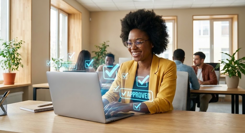 (Augmented Reality Overlay): Holographic Approval + Empowered Workforce