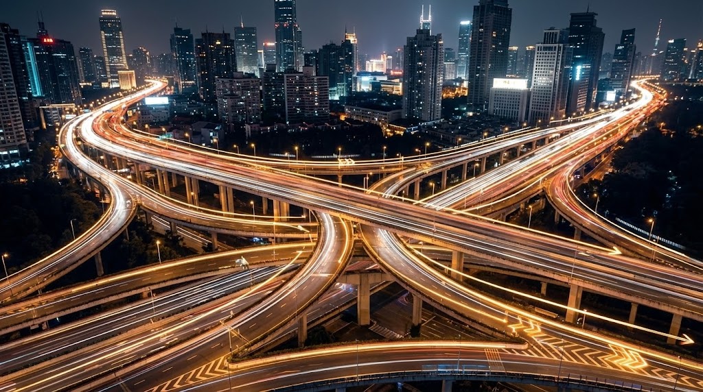 (Hyper-lapse Stock Footage with Data): Neon Flow + Accelerating Time-to-Value