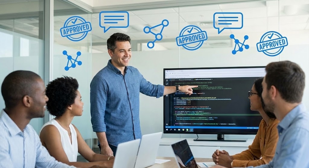 (2D Over Live Action): Floating Approval Stamps + Visualizing Team Alignment