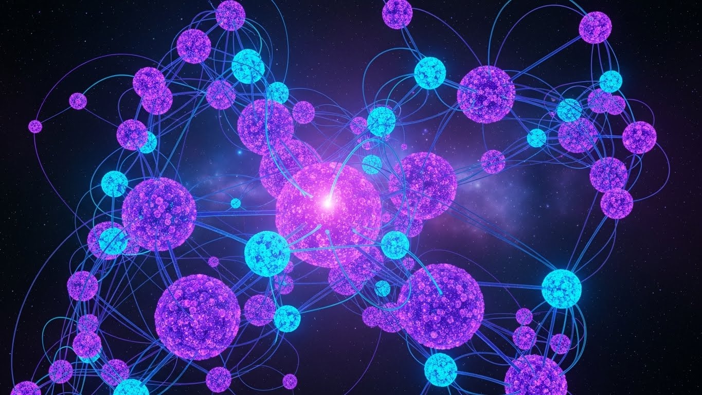 (Abstract 3D AI Visualization): Network Nodes + Visualizing Automated Intelligence