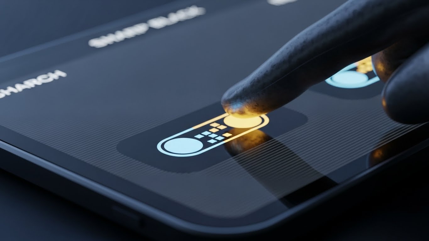 (Macro UI Micro-Interactions): Finger on Glass + Reinforcing Tactile Control