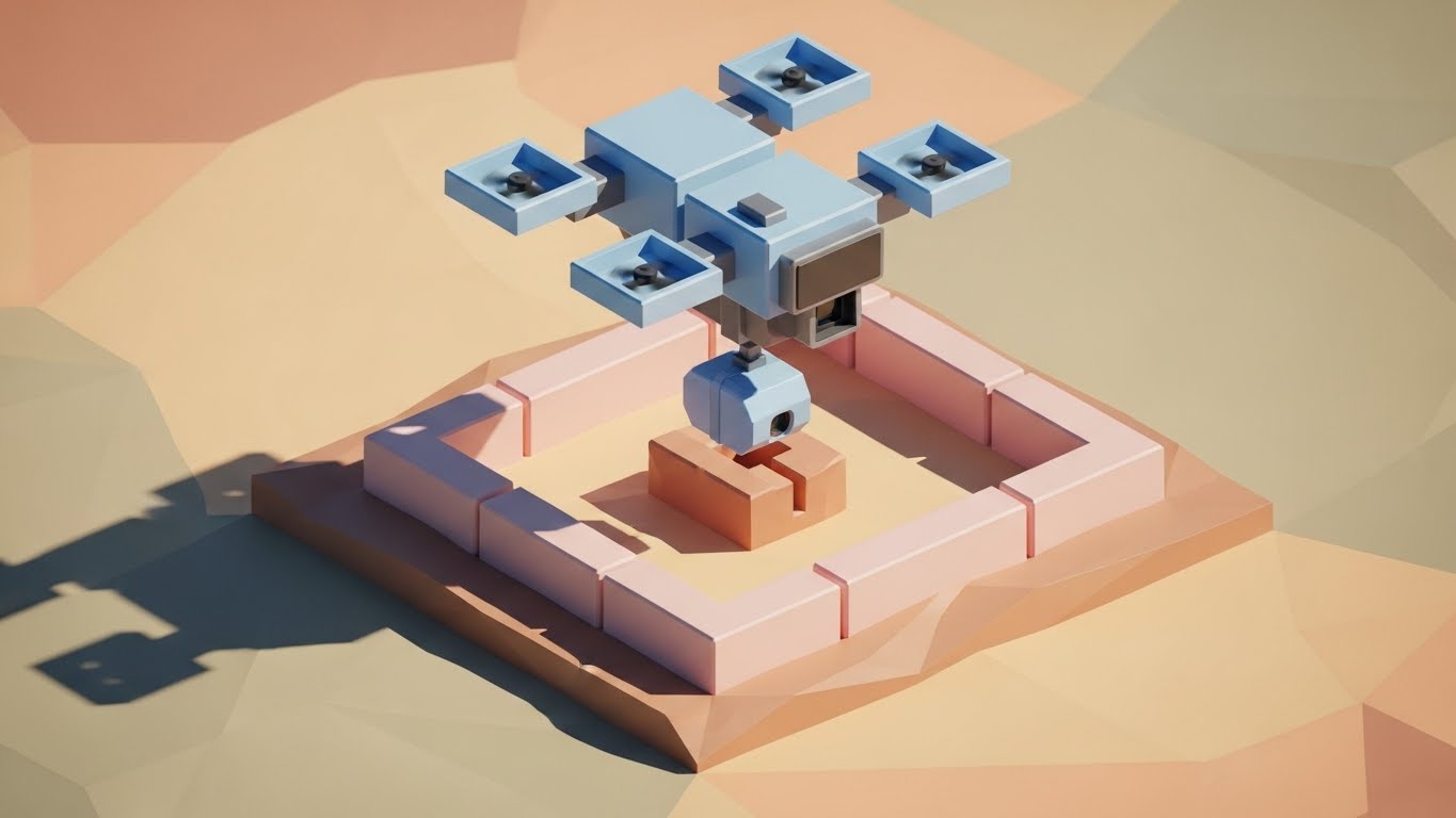 (Low-Poly 3D Modeling): Scanning Drone + Abstracting Advanced Capture