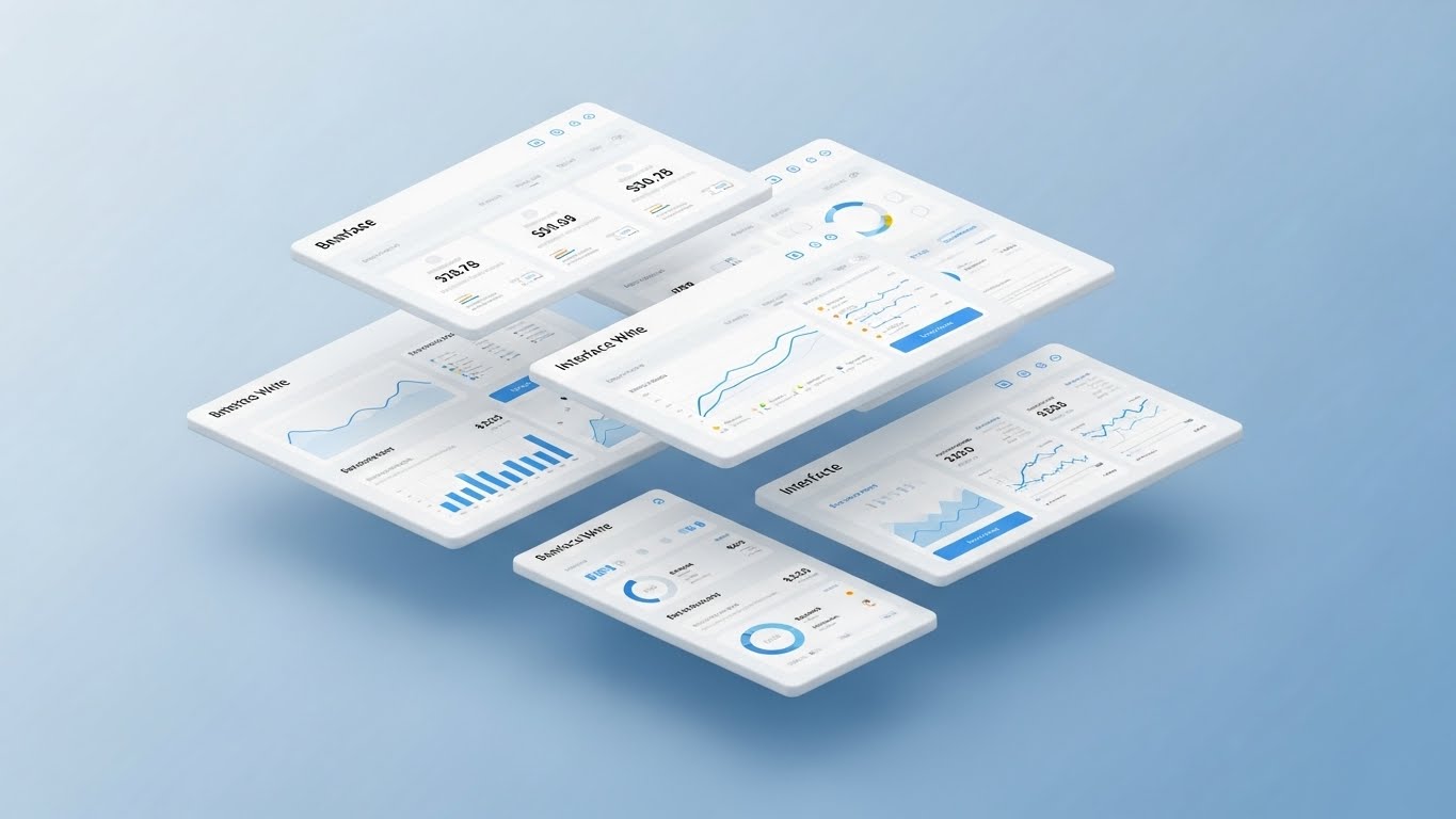 (3D Parallax UI Presentation): Floating Layers + Visualizing Deep Functionality