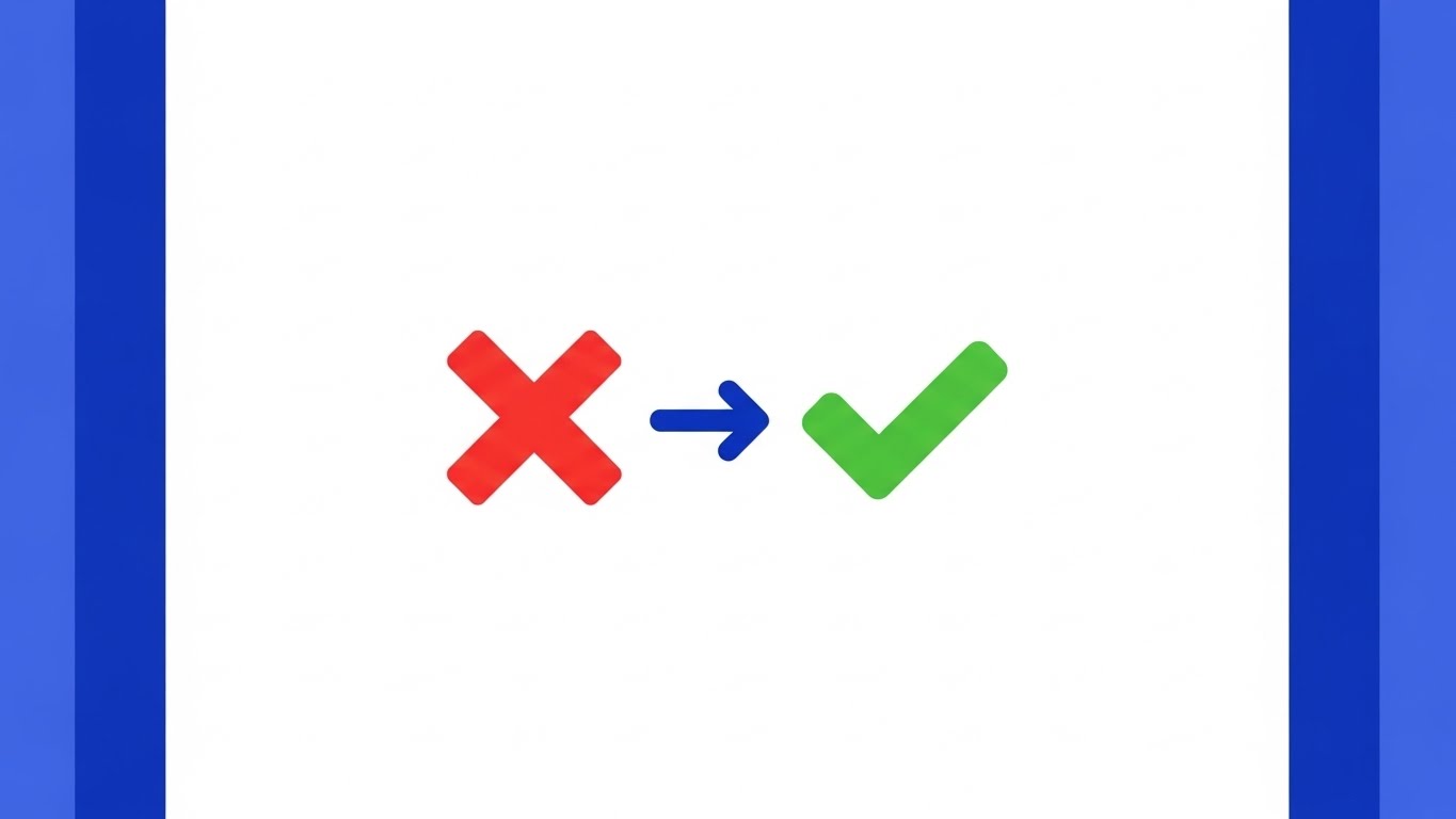 (Minimalist Flat 2D Vector): X to Check + Simplifying Migration