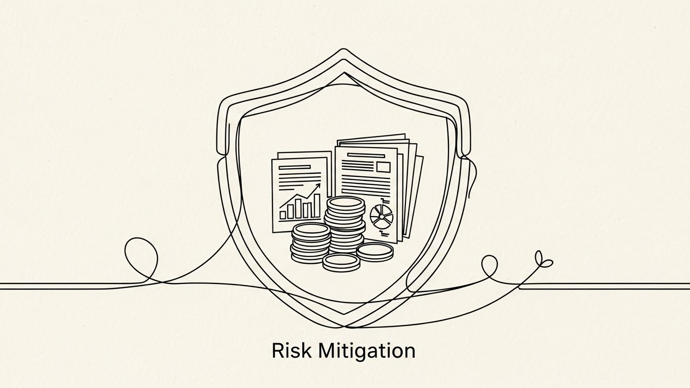 (2D Line Art): Continuous Protection — Risk Mitigation