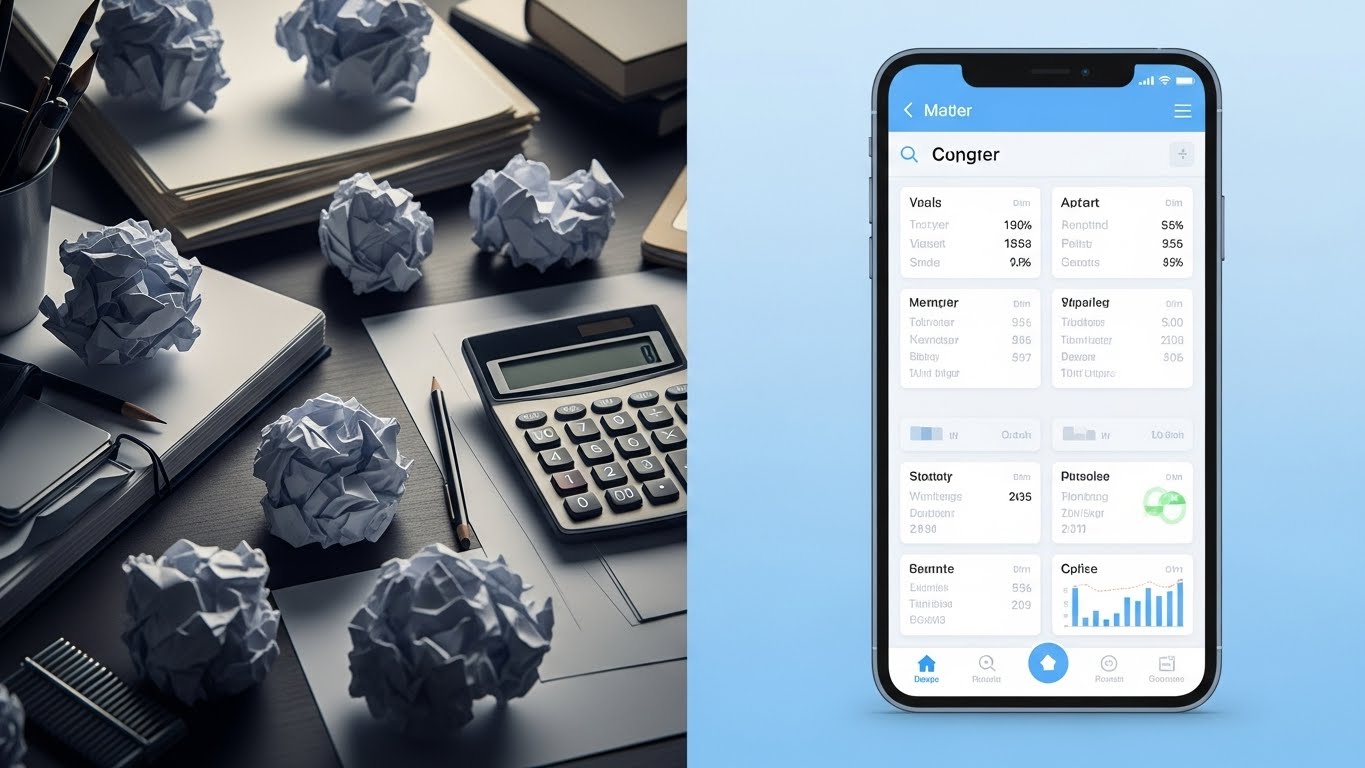 (Split Screen: Reality/UI): Chaos vs Order + Visualizing Efficiency Shift