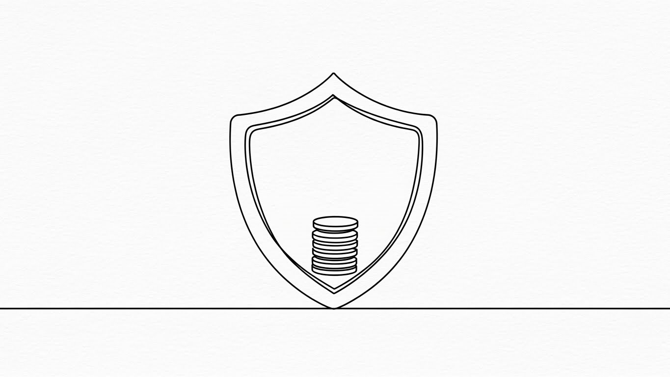 (2D Line Art Animation): Continuous Shield + Elegant Risk Mitigation