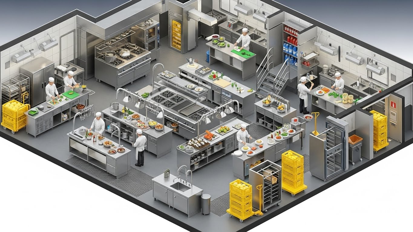 (Isometric 3D Workflow): Galley Precision + Provisioning Logistics
