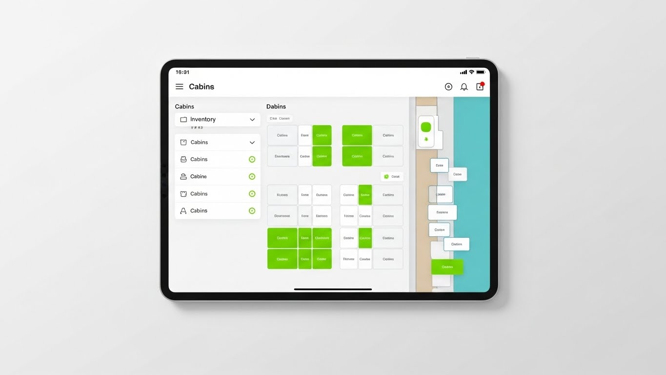 (Clean UI Workflow): Inventory Grid + Simplified Cabin Management