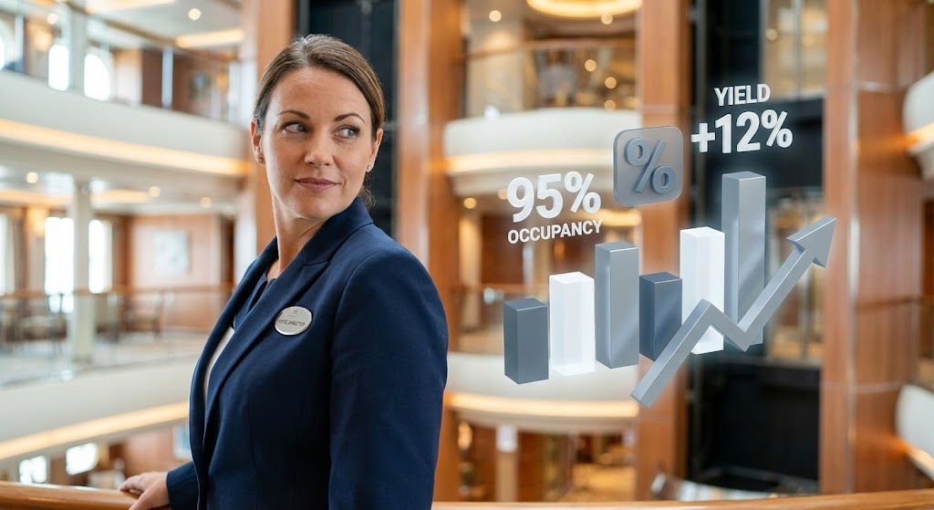 (Lifestyle Stock with UI): Confident Officer + Tangible Yield Metrics