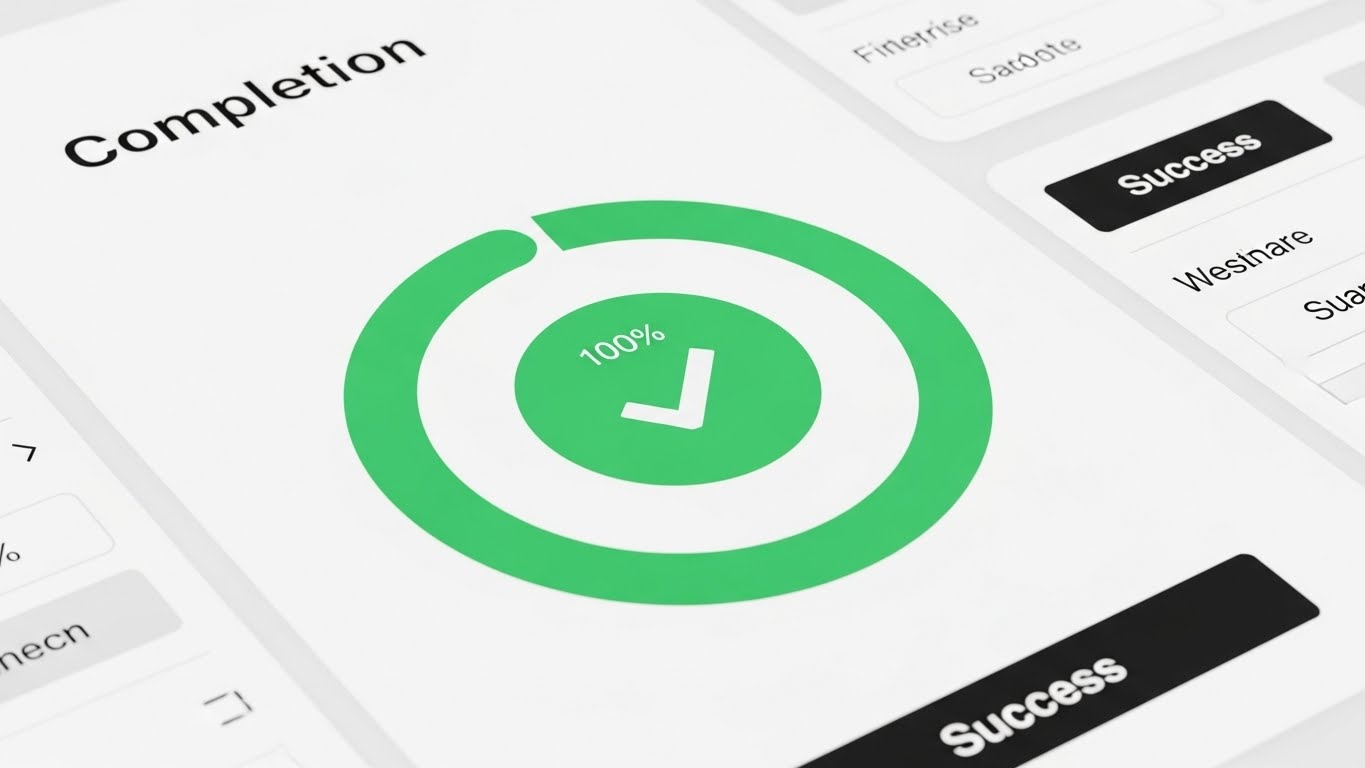 (Clean UI Workflow): Success Circle validating frictionless task completion.