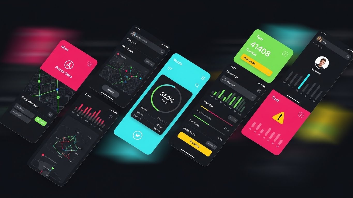 (Rapid UI Feature Montage): Diagonal Slices showcasing platform versatility.