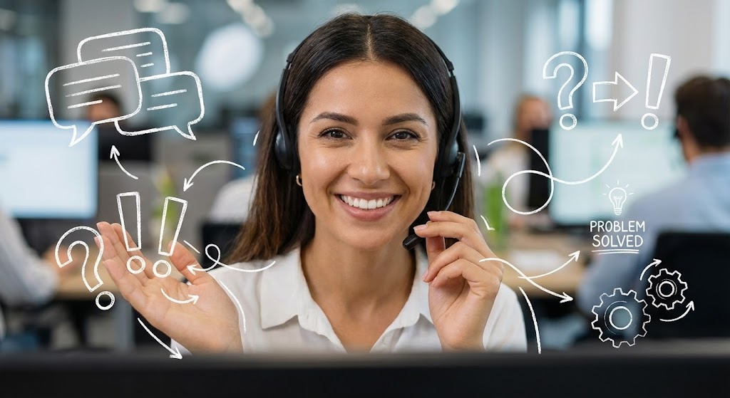 (2D Graphics Over Live Action): Hand-Drawn White Doodles + Humanizing Technical Support