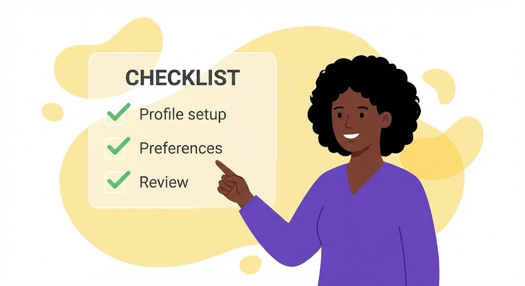 (2D Animation & UI Composition): Effortless Setup – Frictionless Onboarding