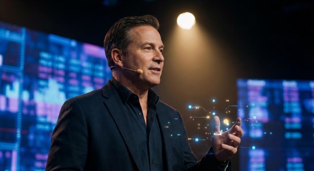 (Generative AI Realistic Character): Future Vision – The Voice of Innovation