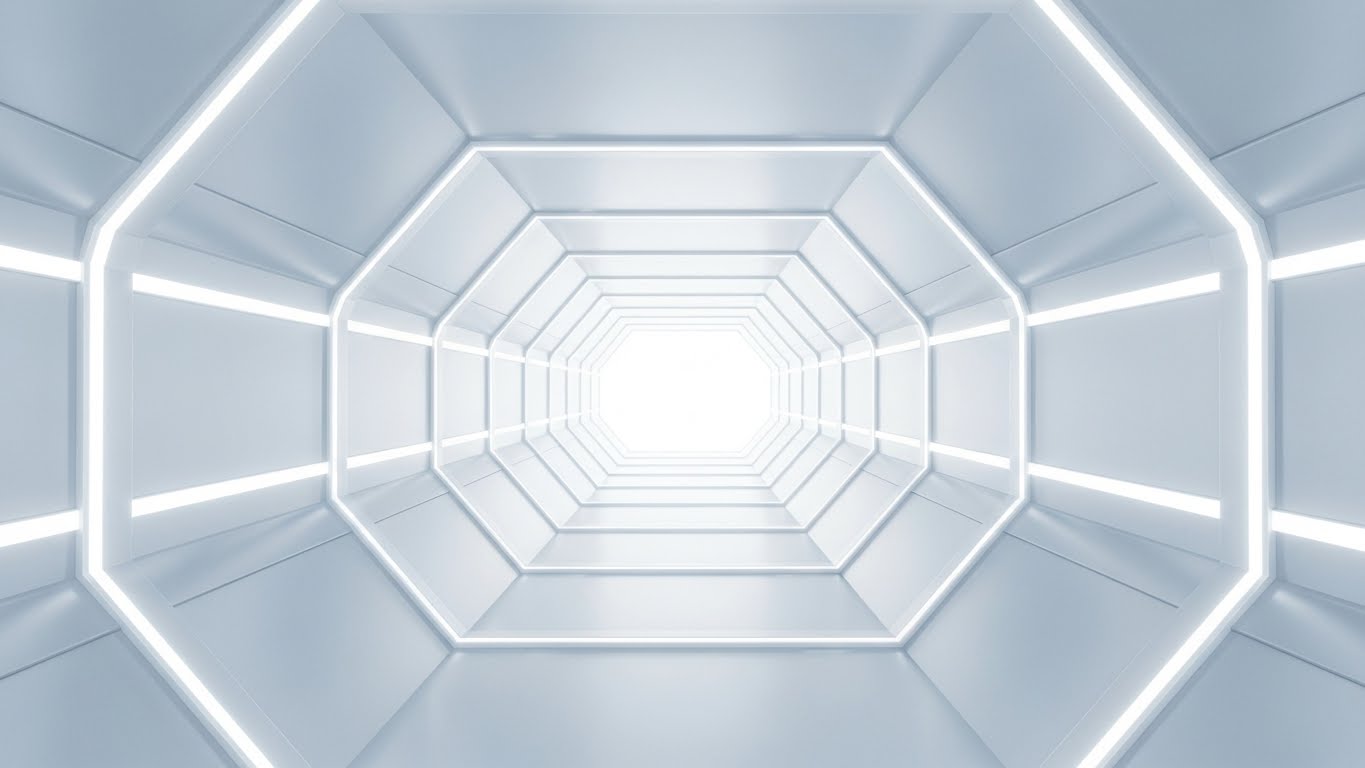 (Futuristic High-Key): Light Tunnel + Visualizes Future of Work