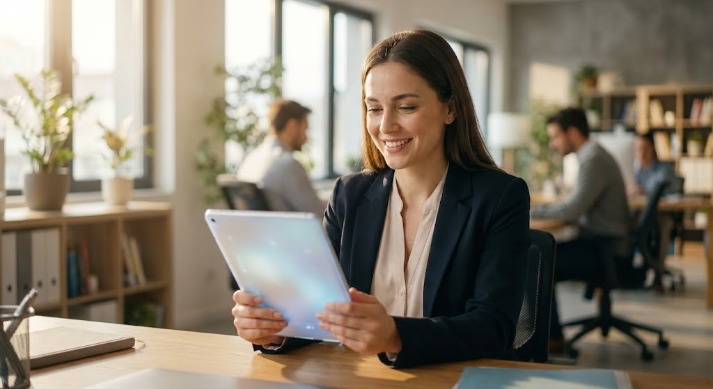 (Generative AI Realistic Character): Relieved Professional + Builds Trust & Credibility