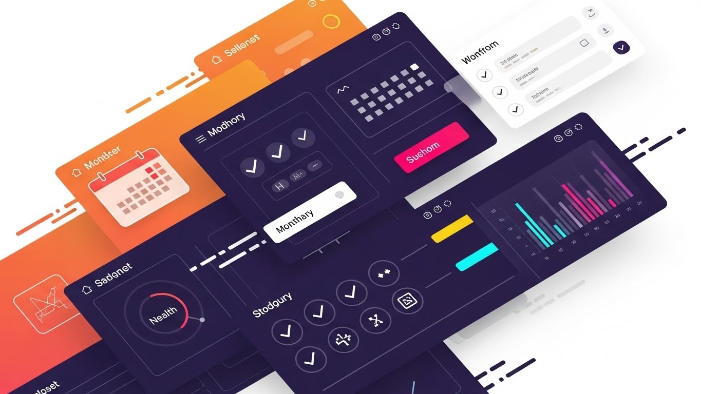 (Rapid UI Feature Montage): Velocity Stack: Accelerating workflow efficiency.