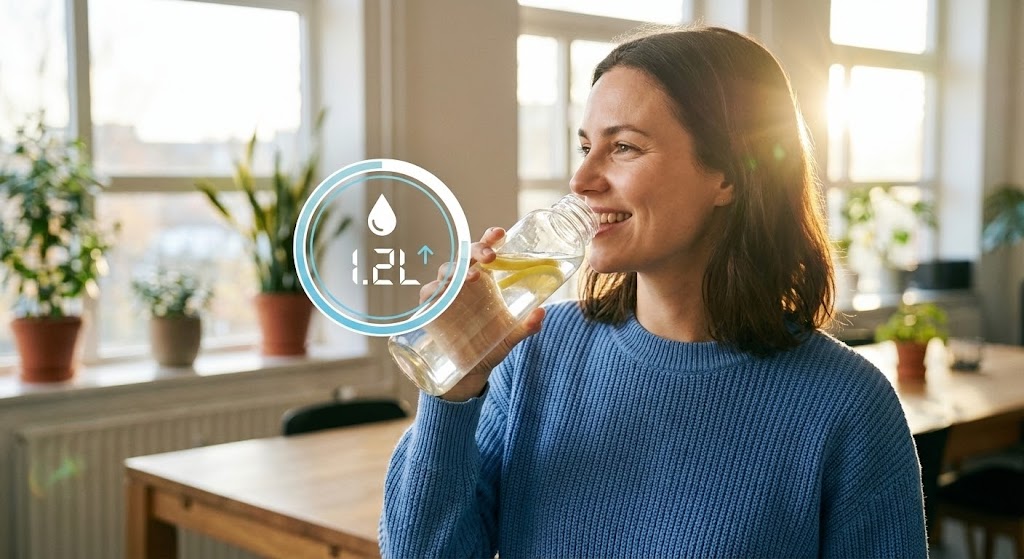 (Lifestyle Stock with UI Overlay): Augmented Habit: Tracking wellness in real-time.