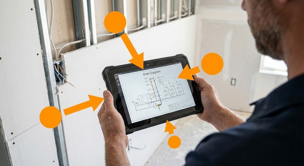 (2D Graphics Over Live Action): Augmented Instruction + Bridging Field & Office