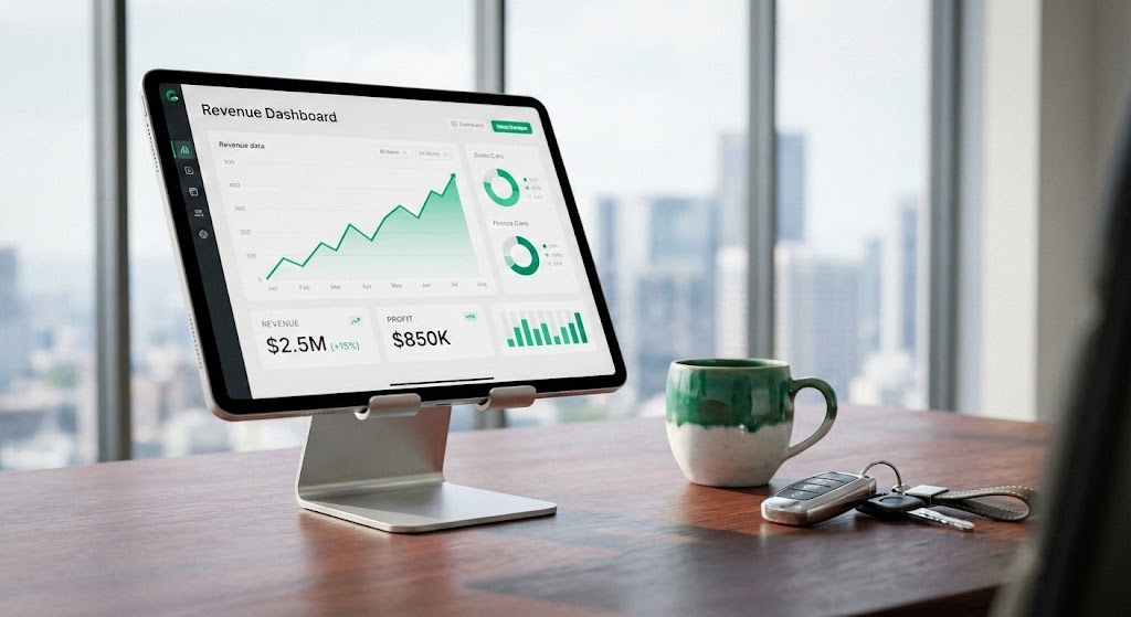 (Photorealistic): Executive Desk + Validating Economic ROI