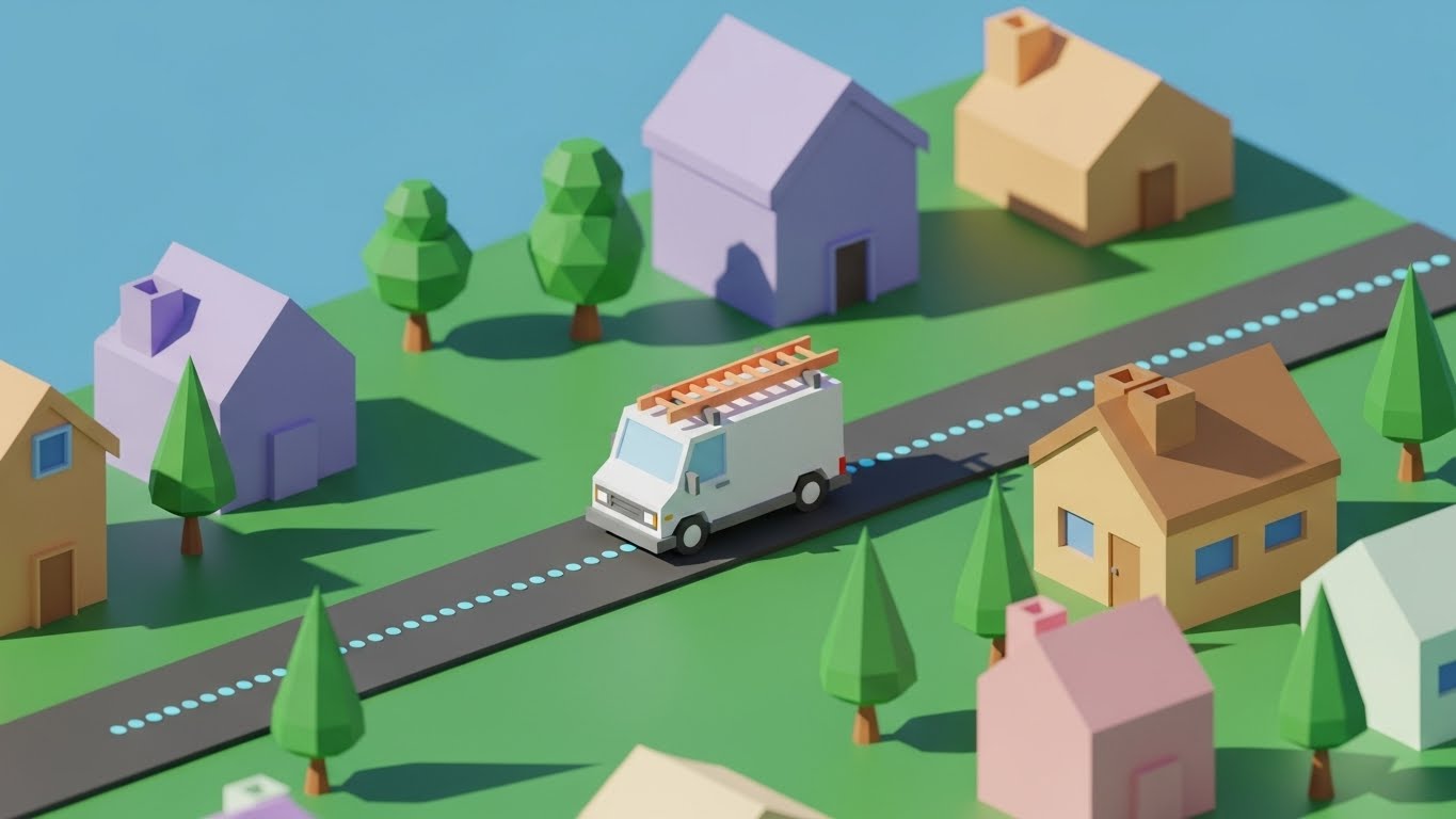 (Low Poly 3D): Blocky Van + Humanizing Last Mile Delivery