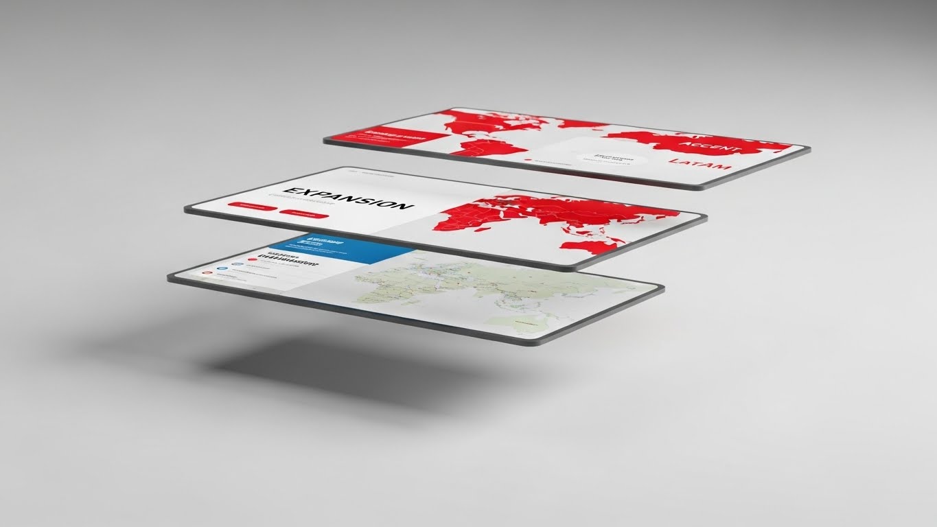 (3D Parallax UI Presentation): Floating Maps – Unlocking Regional Expansion
