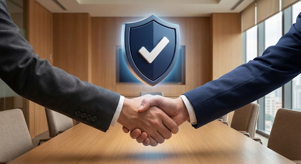 (Lifestyle Stock with UI Overlay): Secured Deal – Validating Transaction Safety