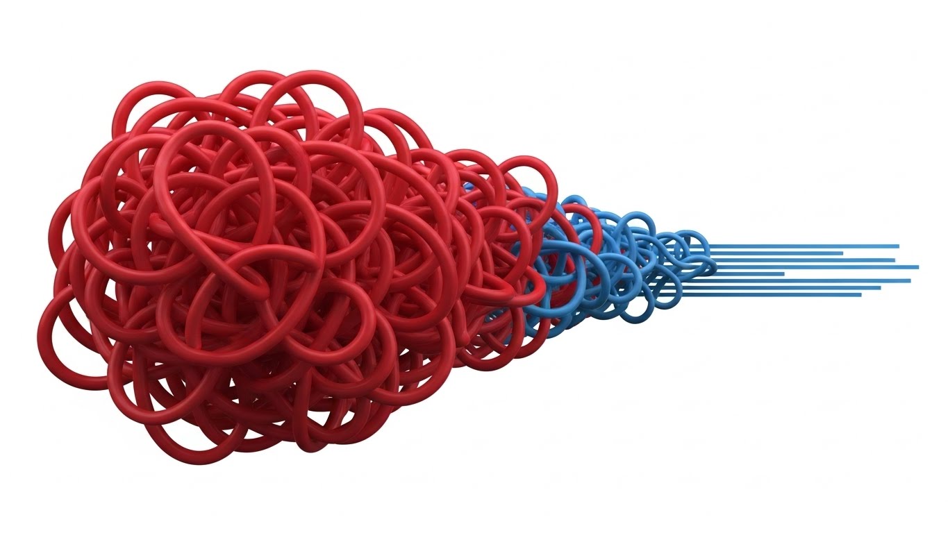 (Abstract 2D flat vector...): Unraveling Knot – Resolving Reconciliation Chaos