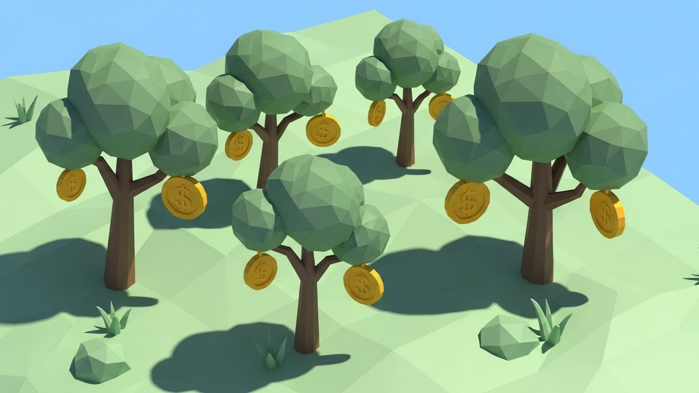 (Low-Poly 3D Modeling): Digital Orchard – Visualizing Passive Growth