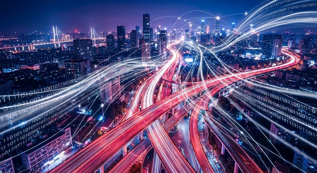 (Hyper-lapse Stock Footage): City Data Streams – Visualizing Massive Throughput