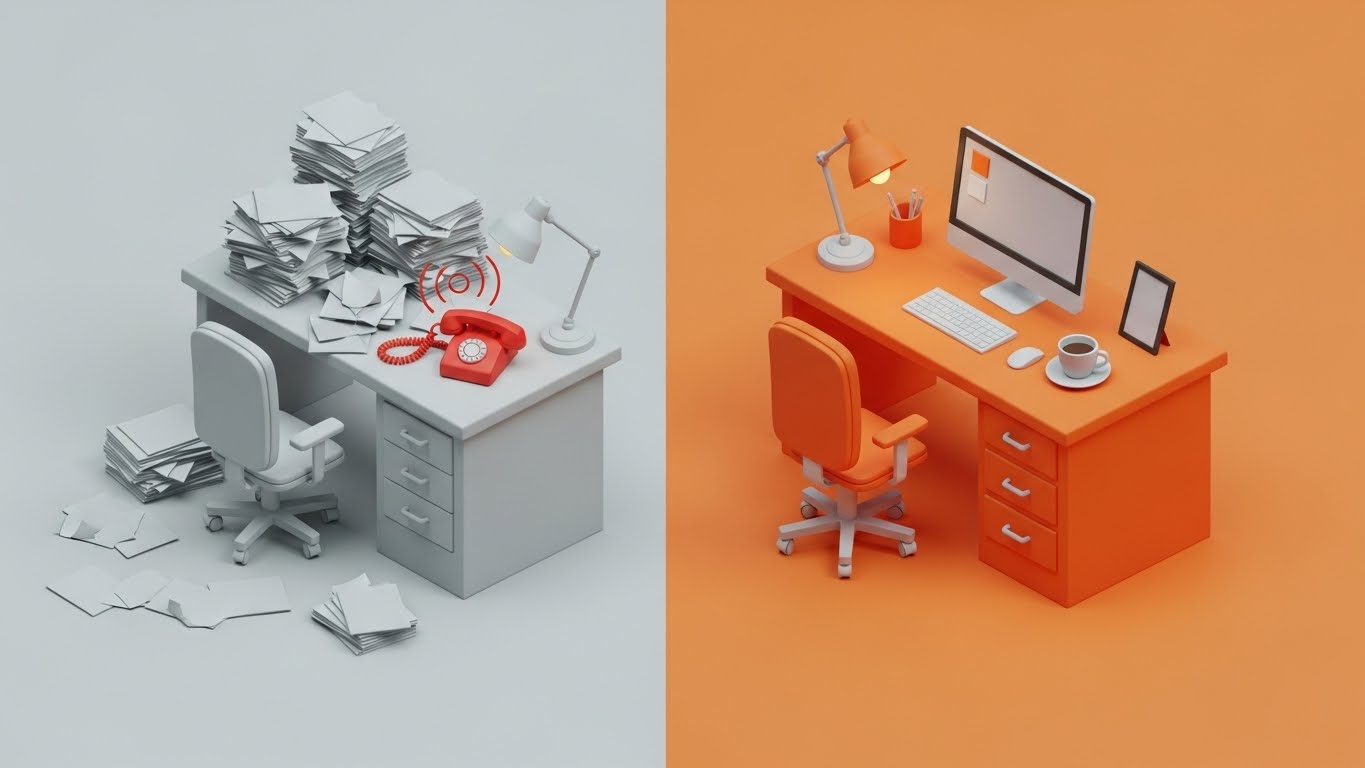 (Isometric 3D Workflow): Ordered Calm vs. Analog Chaos + Visualizing the Upgrade