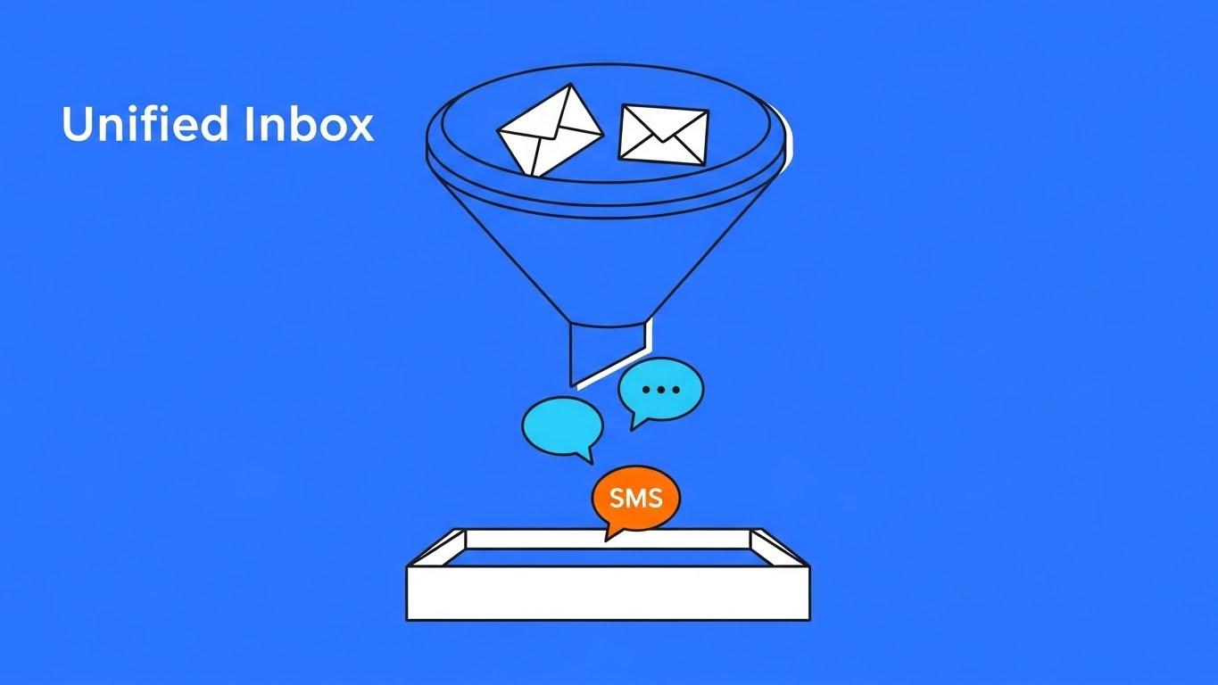 (Minimalist Flat 2D Vector): Unified Communication Funnel + Absolute Process Clarity