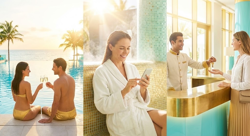 (Aspirational Stock Montage): The Perfect Stay + The Ultimate Hospitality Outcome