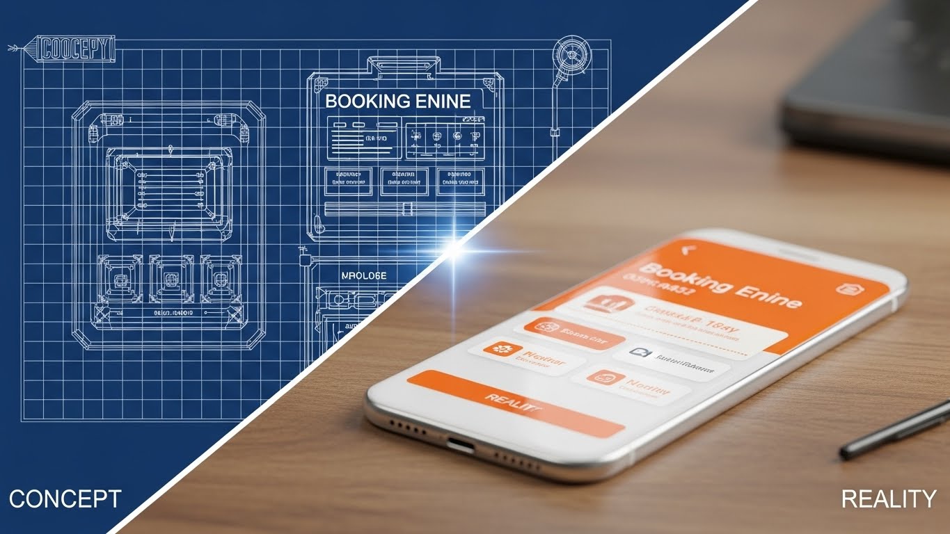 (Wireframe to Reality Transition): Evolutionary Leap + Tangible Digital Transformation