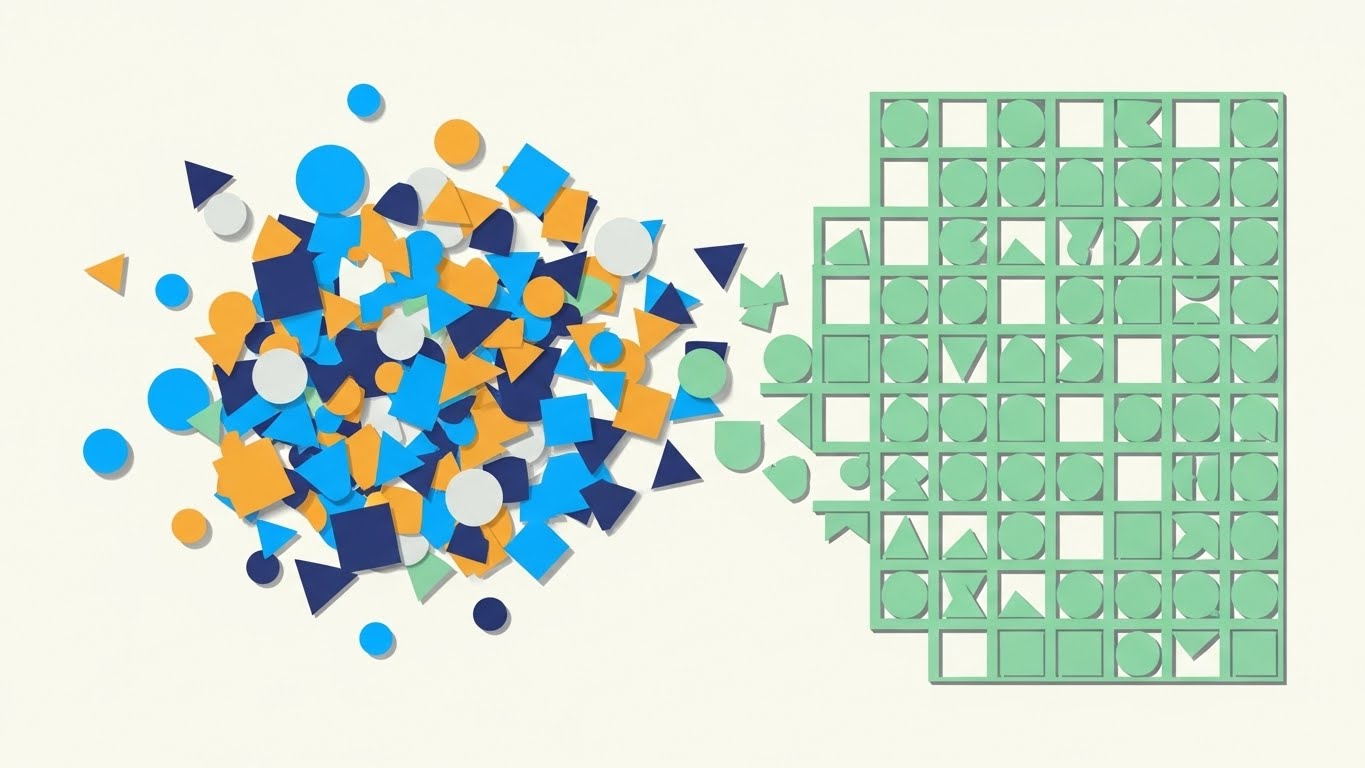 (Abstract 2D Motion): Chaos to Grid + Visualizing Operational Order