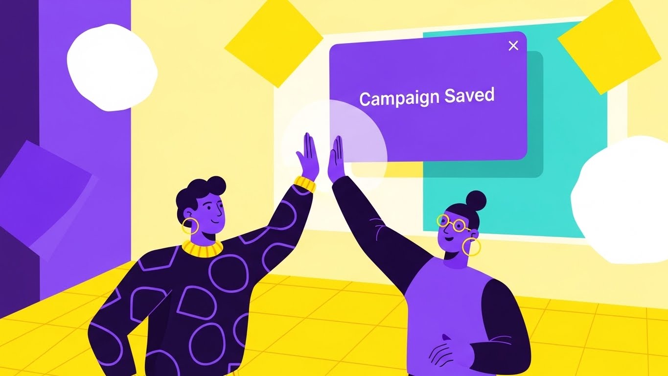 (2D Animation & UI Composition): Team Celebration + Automated Campaign Success