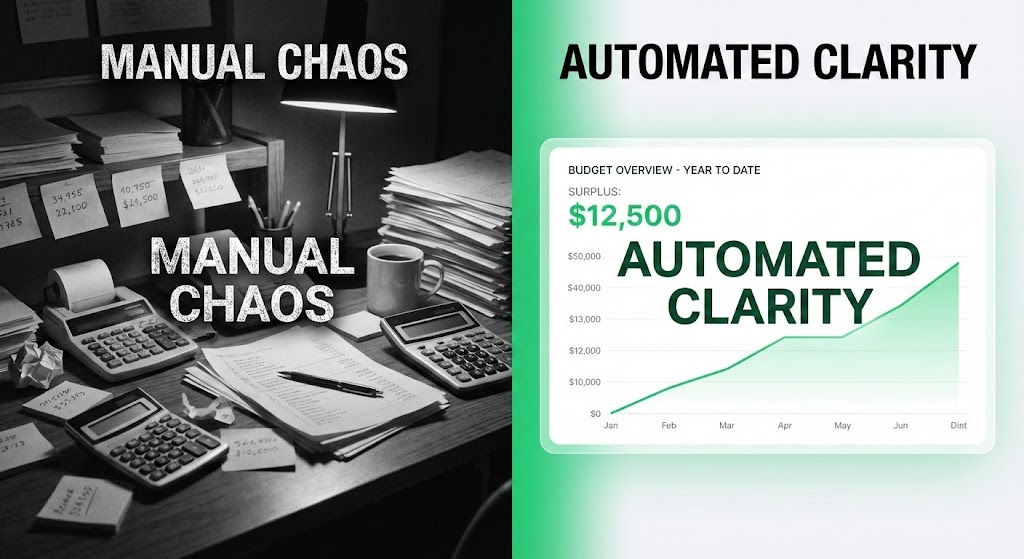 (Split Screen): Desk Contrast + Manual vs Automated